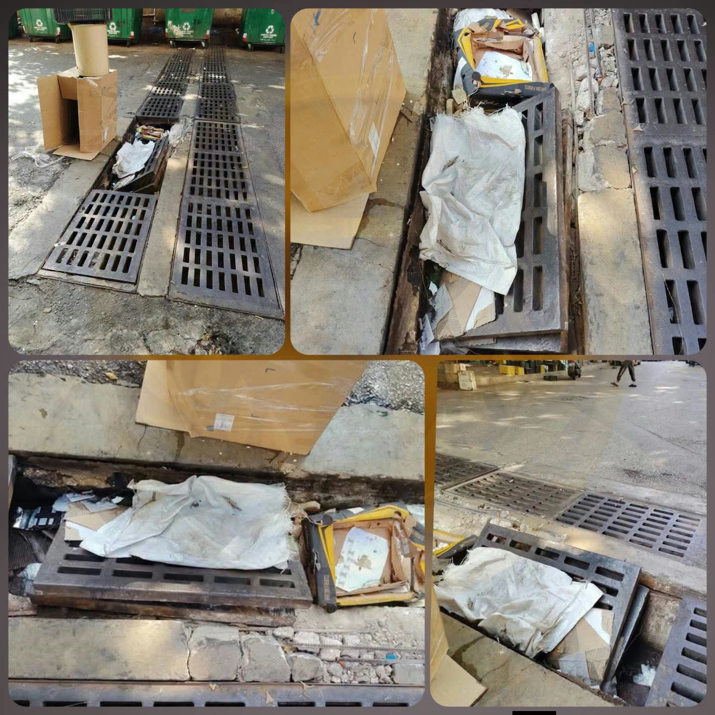 On shere3 al labban between kraiem and hamra in front of the trash cans. There is an open rain dranage cardboard on top