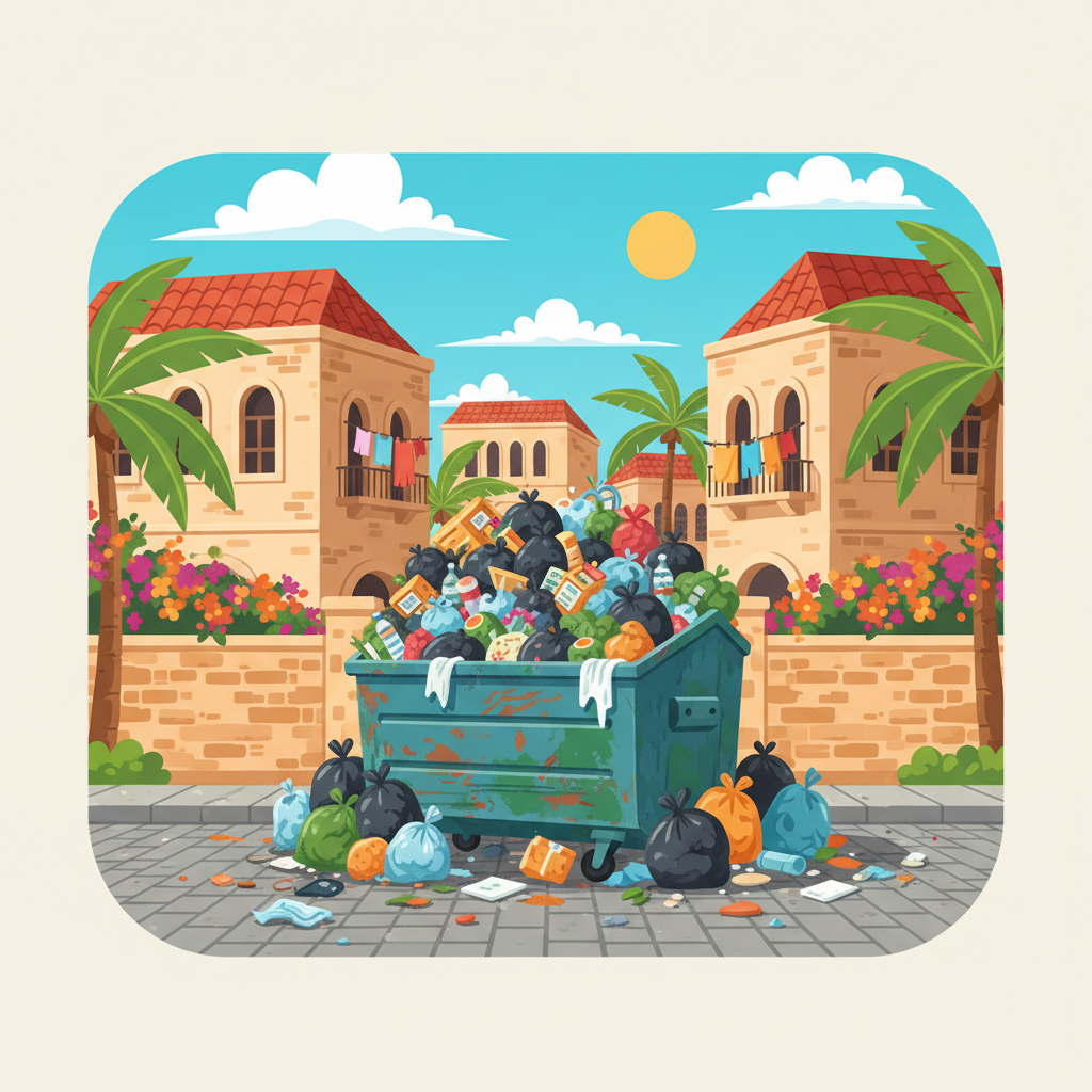Overflowing dumpsters in Mar Mikhael